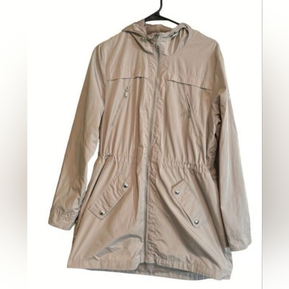Sam Edelman Anorak Hooded Rain Jacket Utility Coat Slicker w Hood Size M Medium